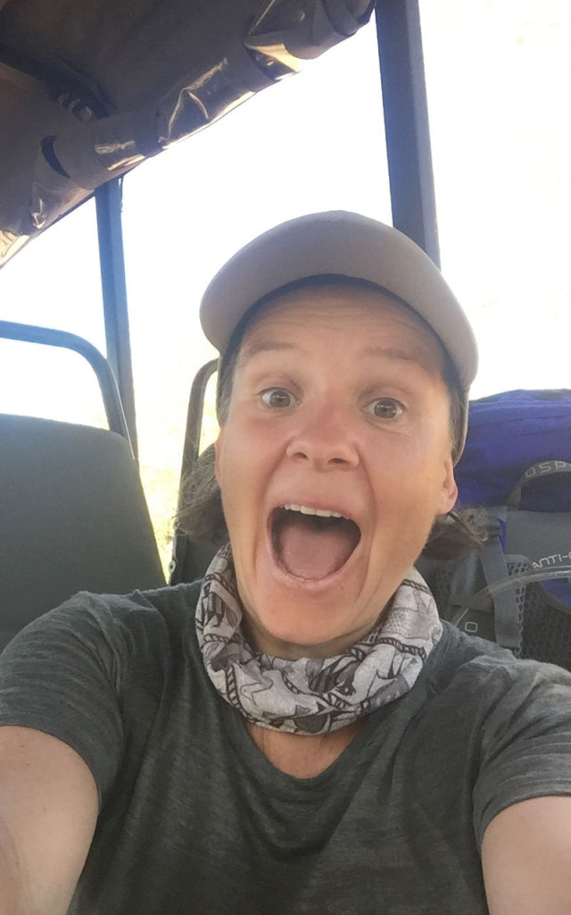 That's the face I make when I did my first walking safari, Backpack trail, in Kruger. 