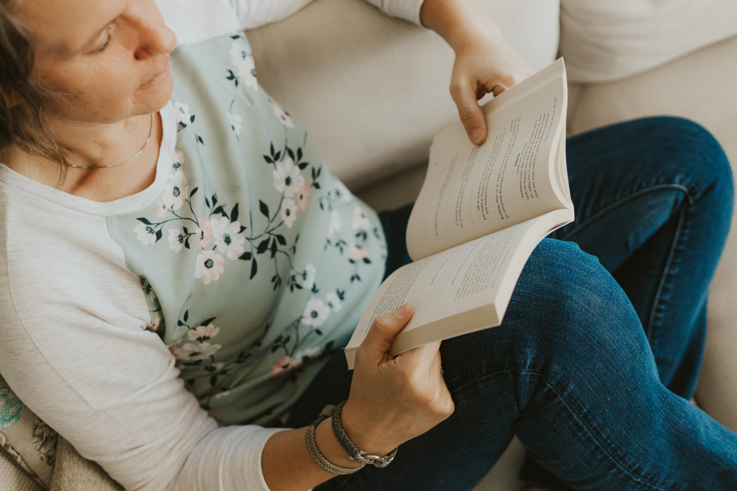 Peggy reading a book